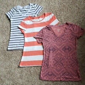 3 Size Small T Shrits for Women or Juniors Stripes